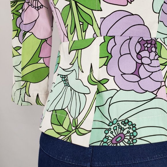 Anne Taylor Flower Print Cotton Blazer Size XS - Picture 7 of 8